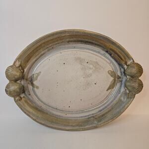 Handmade Seashell Tray Oval Serving Platter Holloman Pottery Functional Rustic